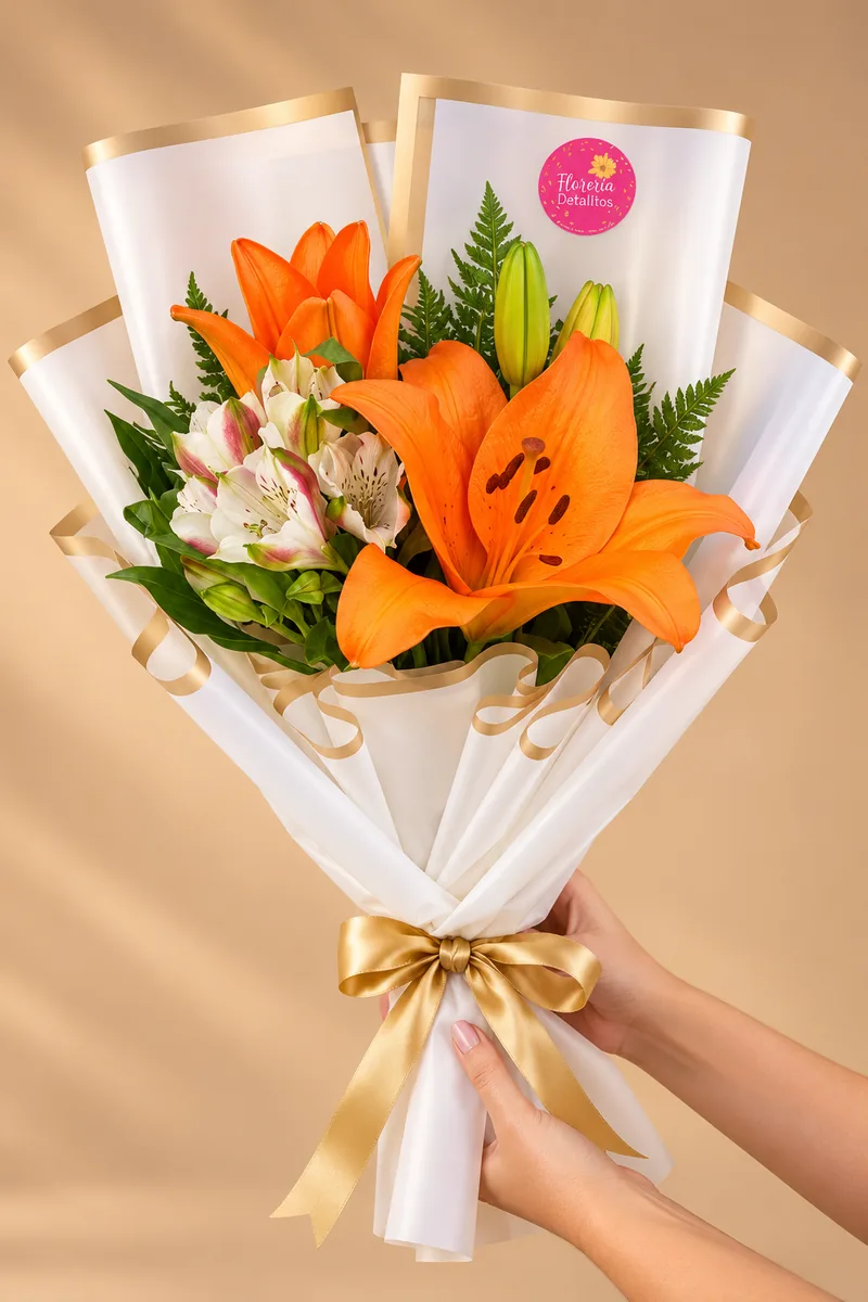 Ramo de lilium naranja