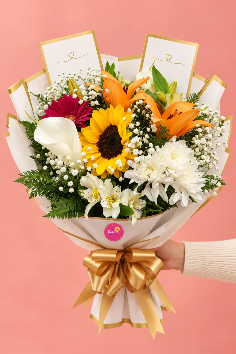 Ramo mixto de flores blancas