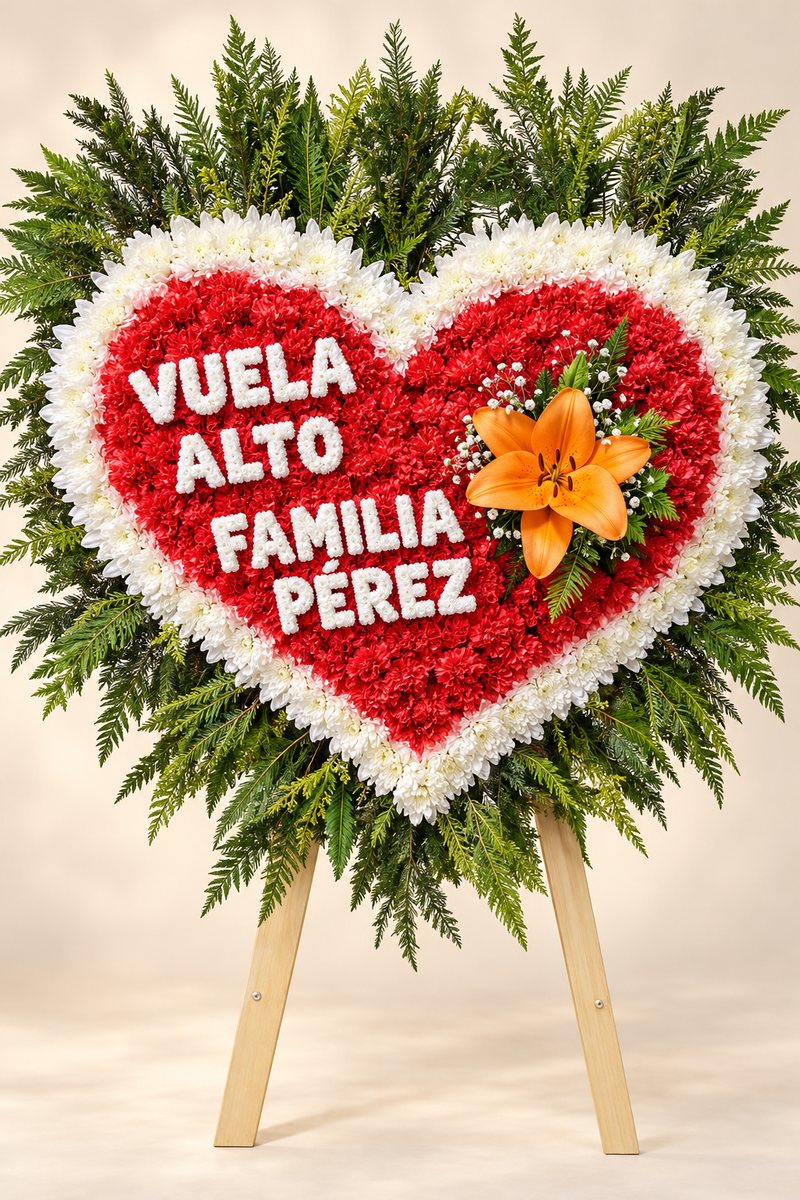 Arreglo de condolencias en forma de corazón