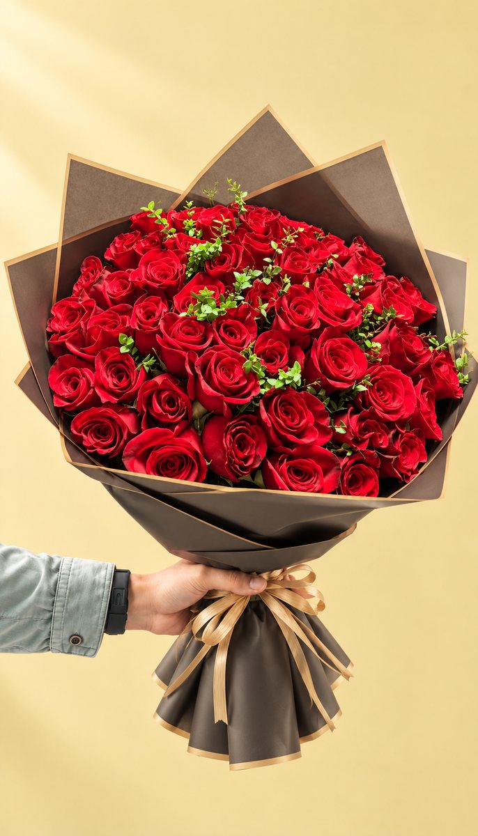 Gran ramo de rosas rojas